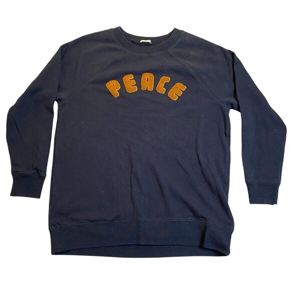 American Eagle Womans Navy Sweatshirt With "Peace" Patch Design Ah-Mazingly Soft - Picture 1 of 10